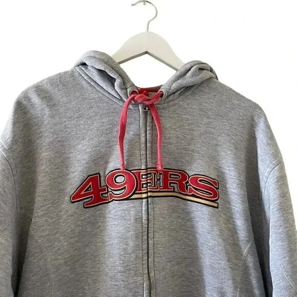 Authentic NFL 49ers Gray Long Sleeves Unisex Hoodie Sweatshirt SZ L 
#1246 - Picture 3 of 13